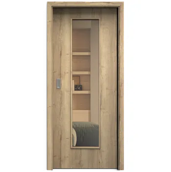 Interiérové dveře SAPELI ELEGANT KOMFORT M55 - CPL LAMINÁT - POSUVNÉ DVEŘE VČ. ZÁRUBNĚ - Dub Halifax Průchozí šířka (cm): 80, Průchozí výška (cm): 197, Typ skla: Planibel bronz