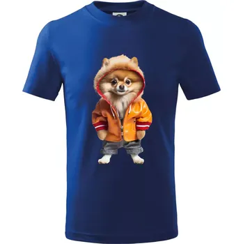 Chlapecké tričko Pomeranian v bundě - Tričko dětské bavlněné - 98 cm / 2 roky ( Královská modrá )