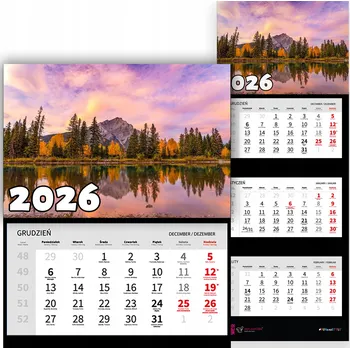 Kalendář Kalendář 2026 trojdílný – krajiny, výhledy, příroda a klid MIX VZORŮ
