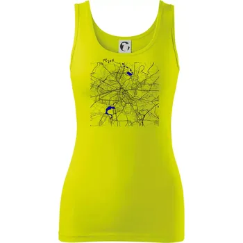 Plzeň mapa s vodními toky - Dámské tílko - XS ( Limetková )