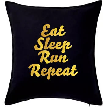 Polštář Eat sleep run zlatá - Polštář 50x50 - 50x50 - Pouze potah ( Černá )