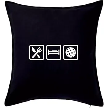 Polštář Eat sleep florbal v řadě - Polštář 50x50 - 50x50 - Pouze potah ( Černá )
