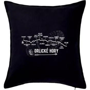 Polštář Profil Orlických hor - Polštář 50x50 - 50x50 - Pouze potah ( Černá )