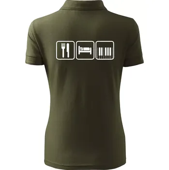 Eat sleep piano v řadě - Polokošile dámská Pique Polo - XL ( Military )