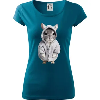 Dámské tričko Křeček v mikině - Dámské triko Pure - S ( Petrolejová )