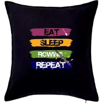 Polštář Eat sleep rowing repeat barevné - Polštář 50x50 - 50x50 - Pouze potah ( Černá )