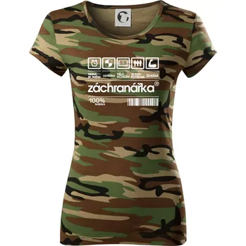 Čárový kód záchranářka - Dámské maskáčové triko - S ( Hnědý maskáč )