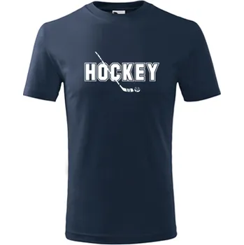 Chlapecké tričko Tmavě modré dětské tričko s nápisem Hockey - barva tmavě modrá - velikost 12let