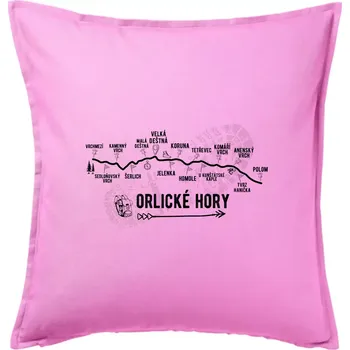 Polštář Profil Orlických hor - Polštář 50x50 - 50x50 - Pouze potah ( Růžová )