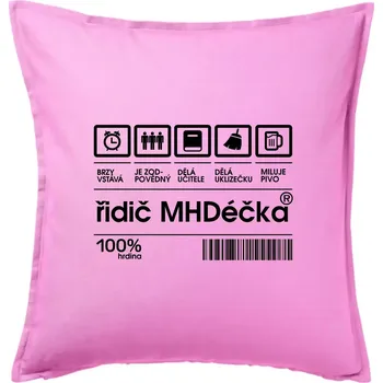 Polštář Čárový kód - Řidič MHD - Polštář 50x50 - 50x50 - Pouze potah ( Růžová )