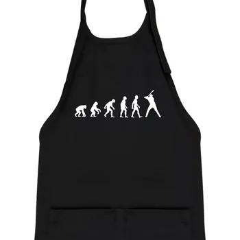 Kuchyňská zástěra Evoluce baseball pálkař nápřah - Dětská zástěra na vaření - Univerzální velikost ( Černá )