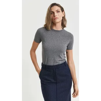 Dámský svetr SVETR GANT LIGHT KNIT SS C-NECK CHARCOAL MELANGE