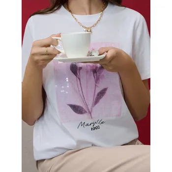 Dámské tričko Sinsay - Tričko s krátkým rukávem - bílá - 614FG-00X - 614FG-00X-XS