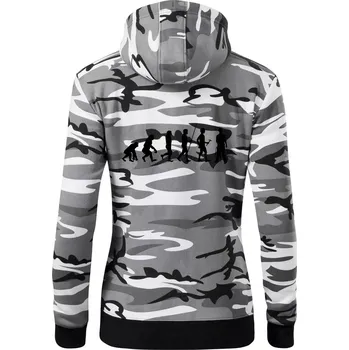 Dámská mikina Evoluce zedník zbiječka - Dámská mikina trendy zipper s kapucí - XS ( Šedý maskáč )