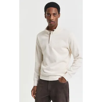 Pánské oblečení MIKINA GANT SACKER RIB HALF ZIP CREAM