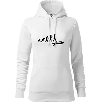 Dámská mikina Evoluce potápění - Mikina dámská Cape s kapucí - M ( Bílá )