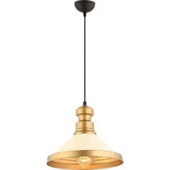 Lustr na lanku MONZA 1xE27/40W/230V pr. 30 cm krémová/zlatá