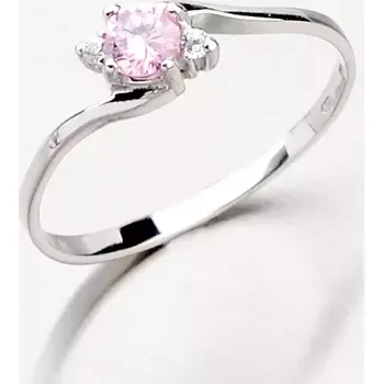 Prsten Dámský prsten bílé zlato 585 zirkon růžovým růžové kameny 356-0106R velikost 59