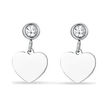 Náušnice LUCA BARRA Ocelové náušnice se srdíčkem a bílým zirkonem