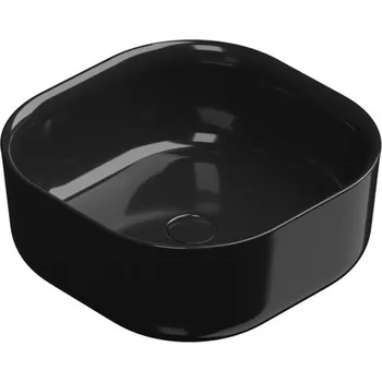 Umyvadlo na desku Hit, keramické, černé lesklé , 42x42 cm, HILAVQU42002