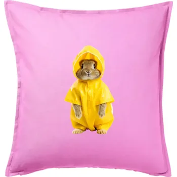 Polštář Králík v pláštěnce - Polštář 50x50 - 50x50 - Pouze potah ( Růžová )