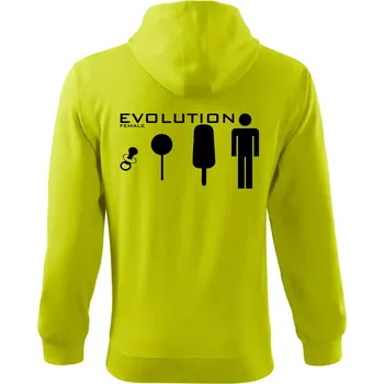 Pánská mikina Evoluce ženy - Mikina s kapucí na zip trendy zipper - 3XL ( Limetková )