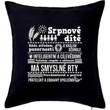 Polštář Narozeniny srpen - Polštář 50x50 - 50x50 - Pouze potah ( Černá )