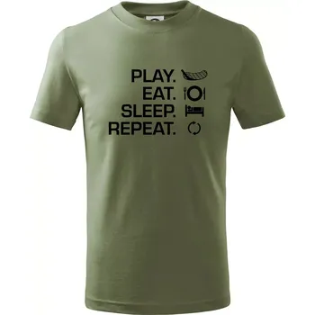 Play Eat Sleep Repeat florbal - Tričko dětské bavlněné - 122 cm/6 let ( Khaki )