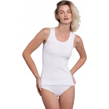 Dámské tričko LA/MA Dámské bezešvé bavlněné tričko na ramínka Bílé Velikost S