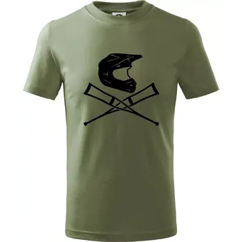Dětská móda Cross helma / berle - Tričko dětské bavlněné - 134 cm/8 let ( Khaki )