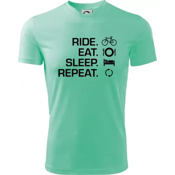 Ride Eat Sleep Repeat kolo - Dětské triko sportovní (dresovina) - 146 cm/10 let ( Mátová )