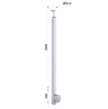 Zábradlí Nerezový sloup, boční kotvení, bez výplně, vrch pevný (40x40x2.0 mm), broušená nerez K320 / AISI304