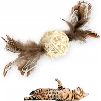 Hračka pro kočku Pro kočky HRAČKA Nunbell HRAČKA PRO KOČKY S PŘÍRODNÍM PEŘÍM 20 CM INTERAKTIVNÍ