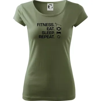 Dámské tričko Fitness Eat Sleep Repeat - Dámské triko Pure - S ( Khaki )