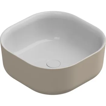 Umyvadlo Umyvadlo na desku Hit, keramické, dvoubarevné , 42x42 cm, HILAVQU42BI000034