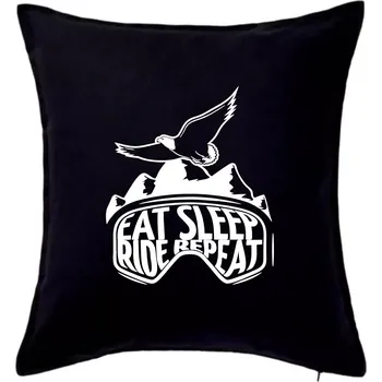 Polštář Eat sleep ride repeat - hory - Polštář 50x50 - 50x50 - Včetně výplně ( Černá )