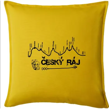 Polštář Profil kopce - Český ráj - Polštář 50x50 - 50x50 - Pouze potah ( Žlutá )