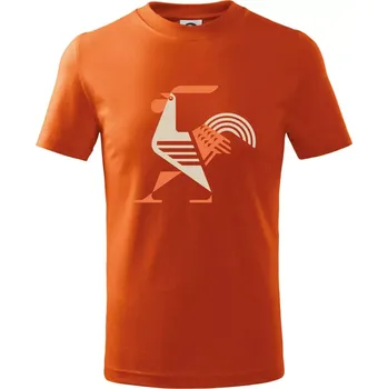 Kohout kubistický - Tričko dětské bavlněné - 98 cm / 2 roky ( Oranžová )