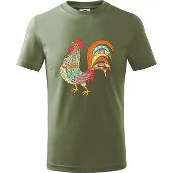 Kohout duhový - Tričko dětské bavlněné - 122 cm/6 let ( Khaki )