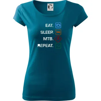 Dámské tričko Eat sleep MTB repeat - Dámské triko Pure - M ( Petrolejová )
