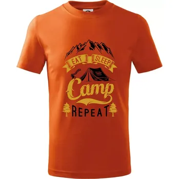 Chlapecké tričko Eat Sleep Camp Repeat - Tričko dětské bavlněné - 122 cm/6 let ( Oranžová )