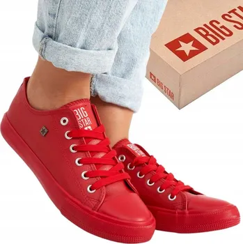 Dámské tenisky Červené tenisky Big Star V274872 z ekokůže, šněrovací, nízké, velikost 37