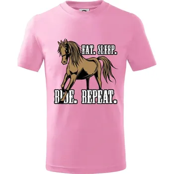 Chlapecké tričko Eat Sleep Ride Repeat Western - Tričko dětské bavlněné - 104-110cm / 3-4 roky ( Růžová )
