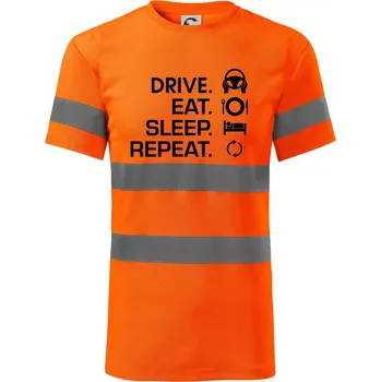Pánské oblečení Drive eat sleep repeat - Triko reflexní - HV PROTECT - 2XL ( Neonově oranžová )