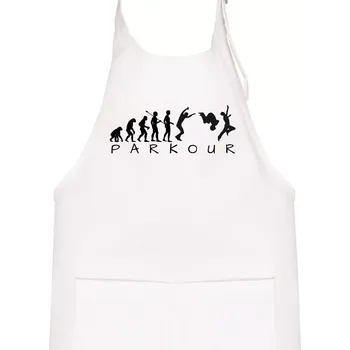 Kuchyňská zástěra Parkour evoluce - Dětská zástěra na vaření - Univerzální velikost ( Bílá )
