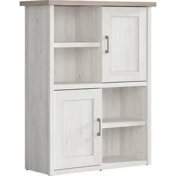 regál Regál Luca Juzi - Black Red White - BRW Modřín Sibiu Světlý / Dub Sonoma Tmavý 106x135 cm