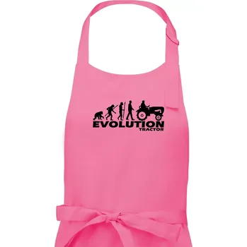 Kuchyňská zástěra Evoluce traktor - Pánská zástěra na vaření - Univerzální velikost ( Růžová )