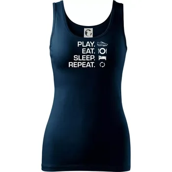 Dámské tričko Play Eat Sleep Repeat fotbal - Dámské tílko - XL ( Námořní modrá (velmi tmavá - téměř černá) )