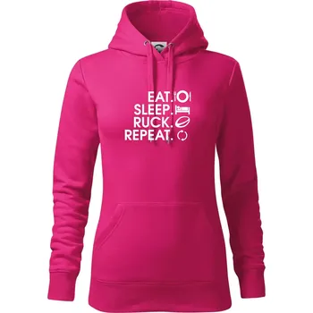 Dámská mikina Eat sleep Rugby - Mikina dámská Cape s kapucí - L ( Purpurová )