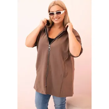 Dámská mikina Kesi Włoski Dámská mikina s ozdobnými rukávy černá masełkowa Kesi Włoski černá | hnědá 3383101